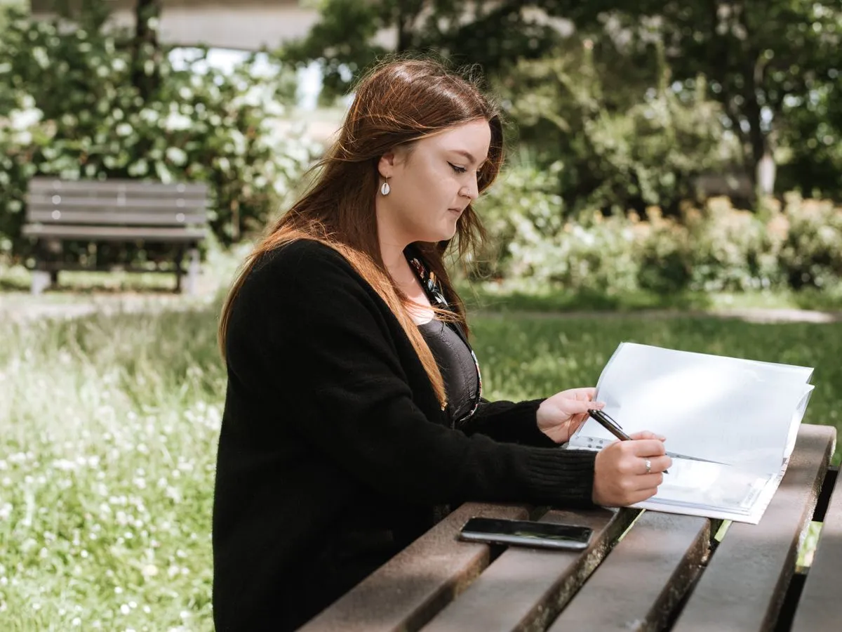Student reviewing a practice test
