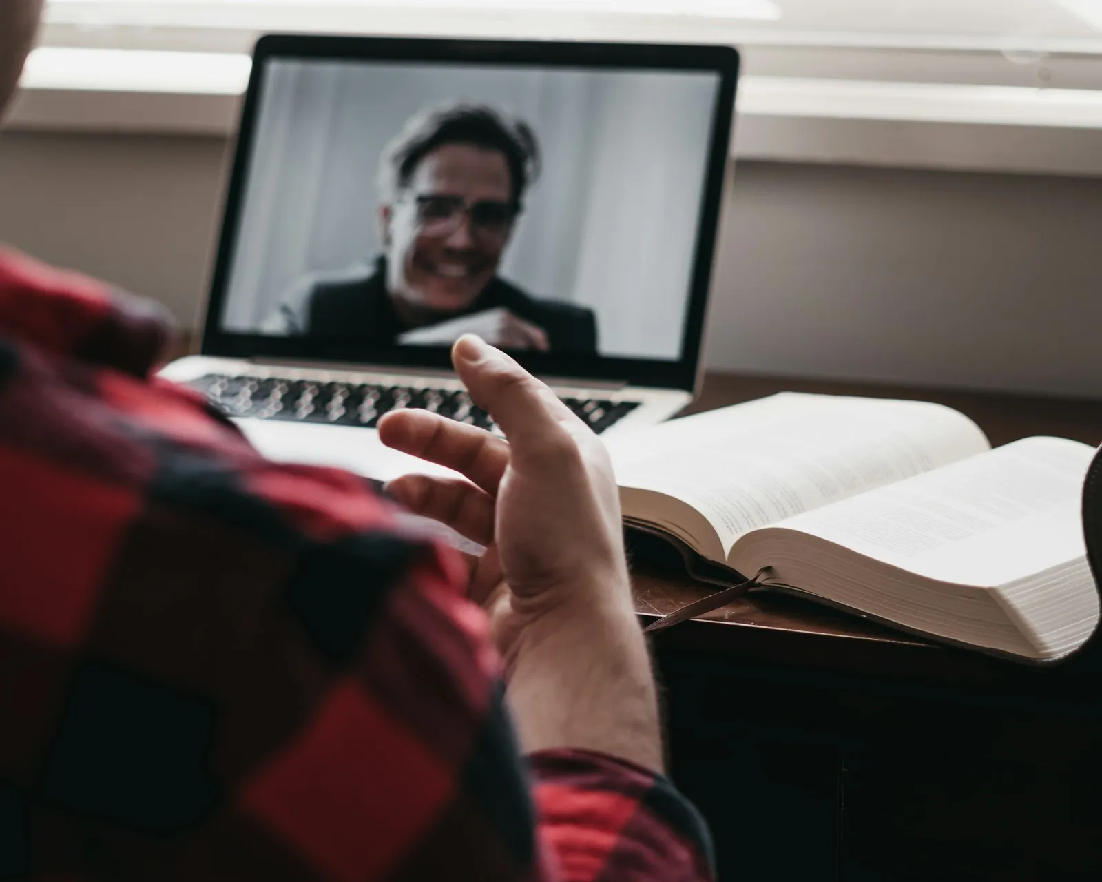 Student on a video call with a tutor