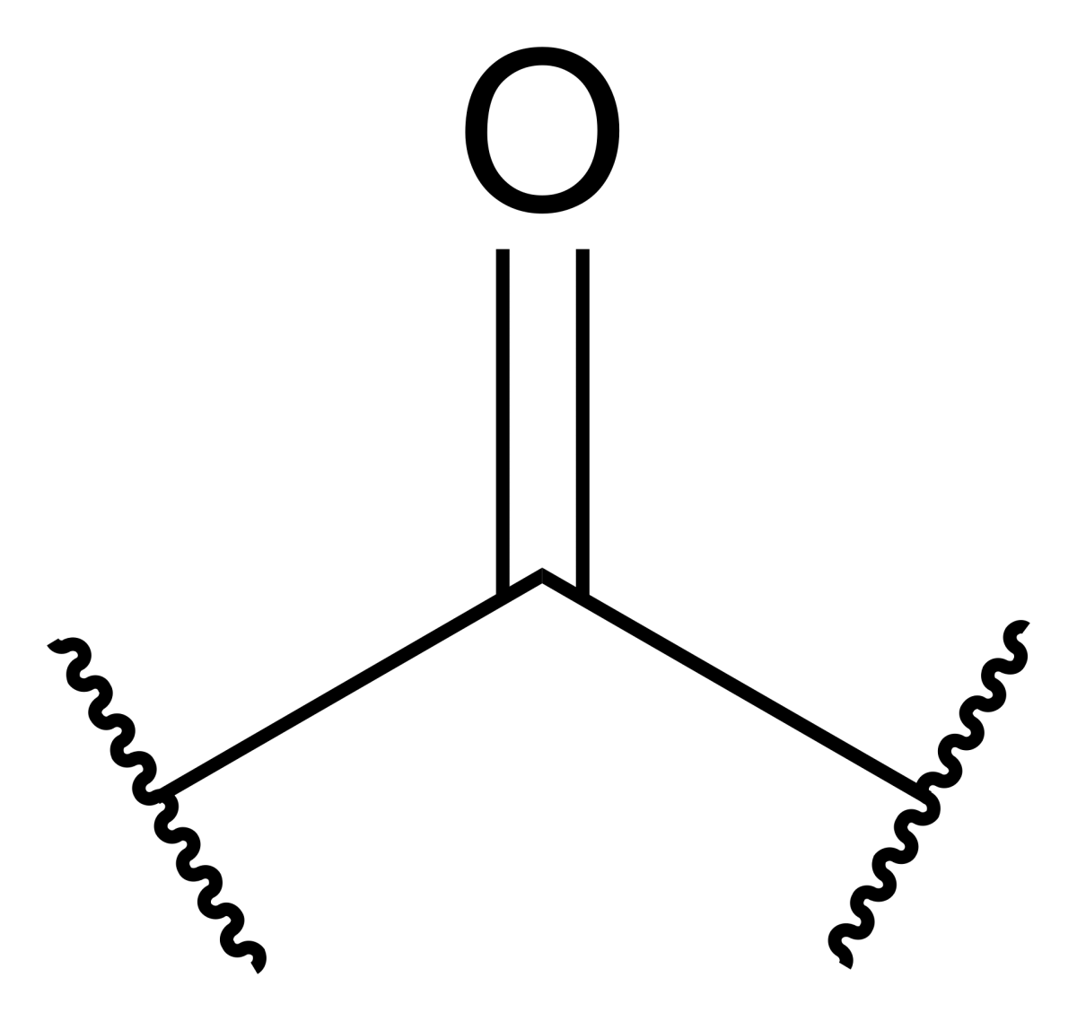 The carbonyl group showing carbon double-bonded to oxygen with partial positive on C and partial negative on O