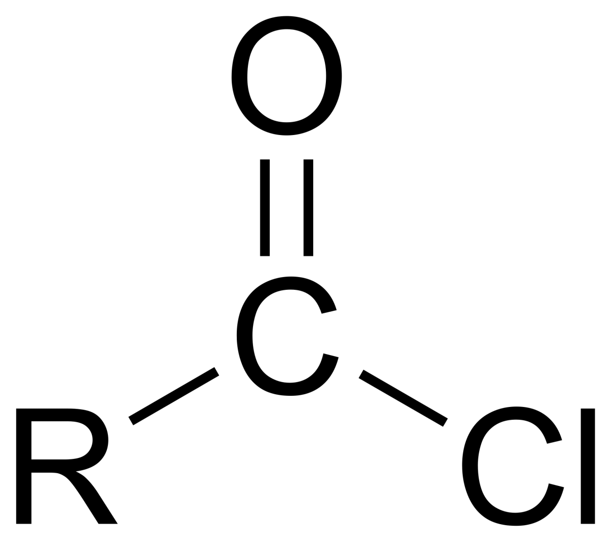General structure of an acyl chloride showing the acyl group with chloride as leaving group